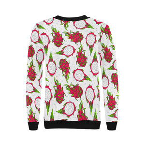 dragon fruits white background Women's Crew Neck Sweatshirt