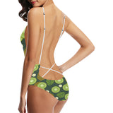 Whole sliced kiwi leave and flower Women's One-Piece Swimsuit