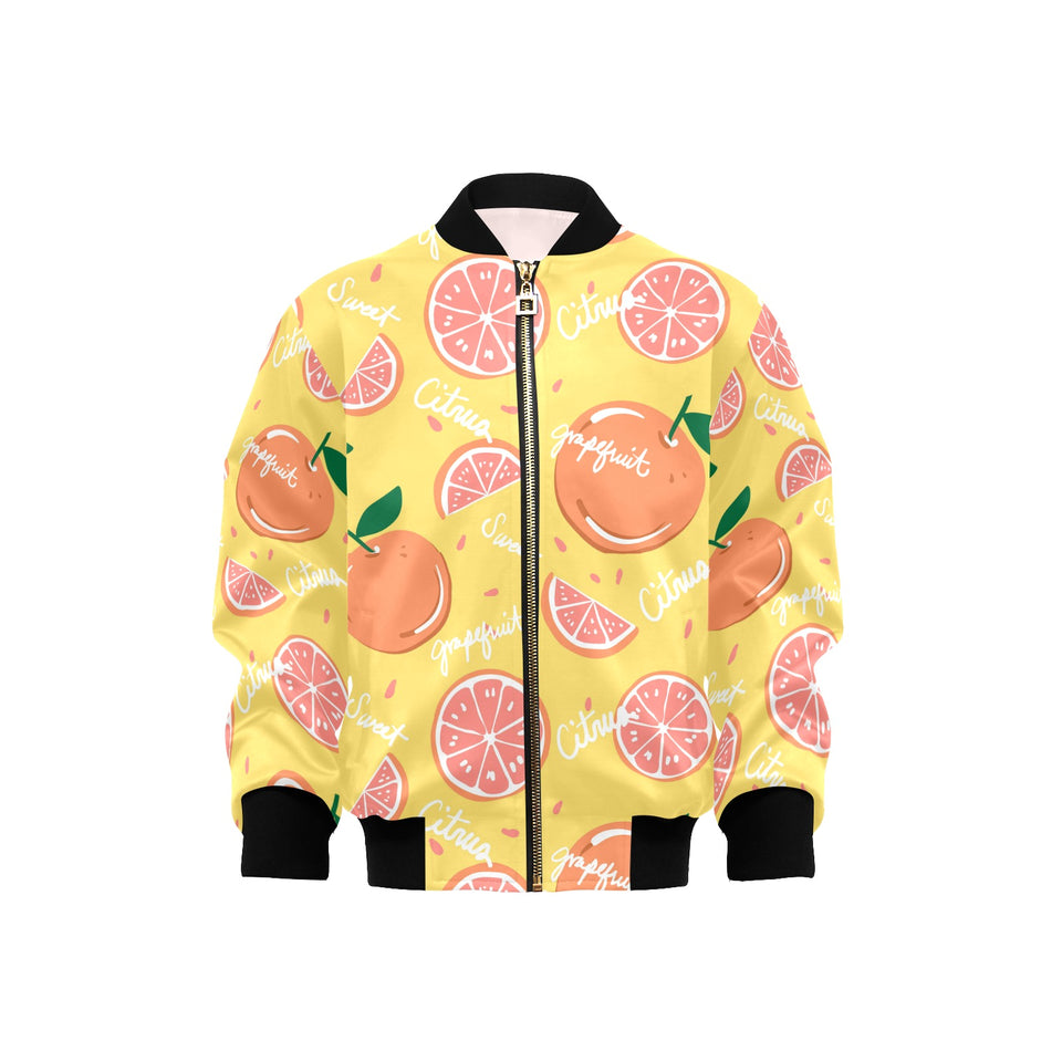 Grapefruit yellow background Kids' Boys' Girls' Bomber Jacket