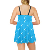 Darts Pattern Print Design 05 Chest Sexy Pleated Two Piece Swim Dress