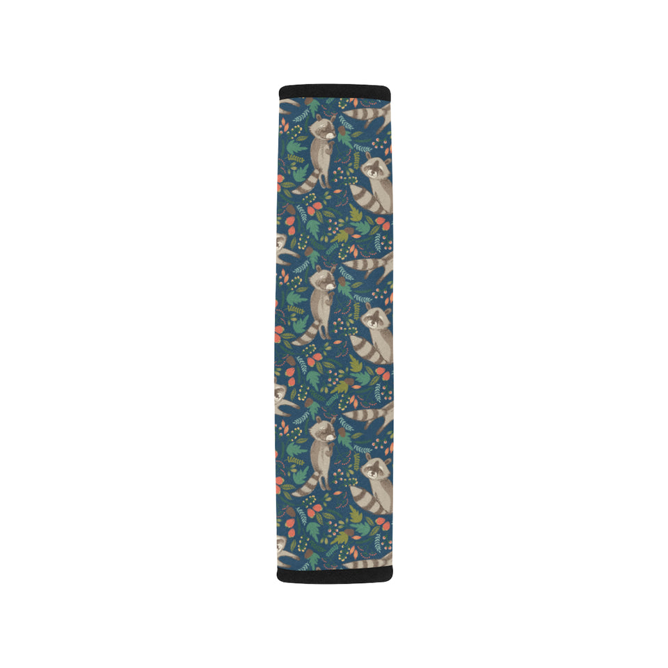 Raccoon tropical leaves pattern Car Seat Belt Cover