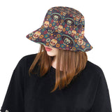 Sugar skulls flower maxican pattern Unisex Bucket Hat