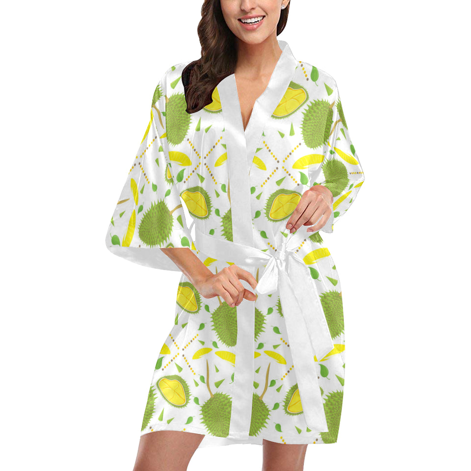 Durian pattern background Women's Short Kimono Robe