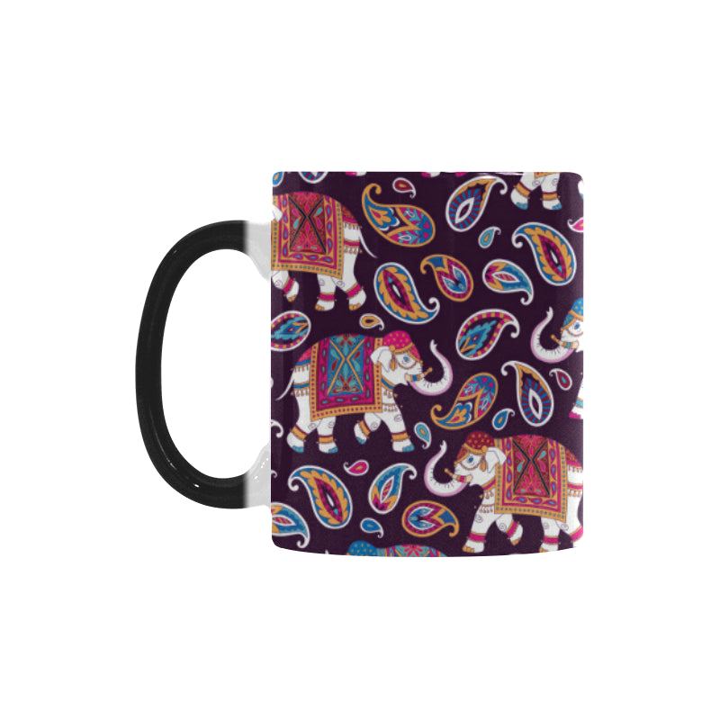 Elephant indian style ornament pattern Morphing Mug Heat Changing Mug