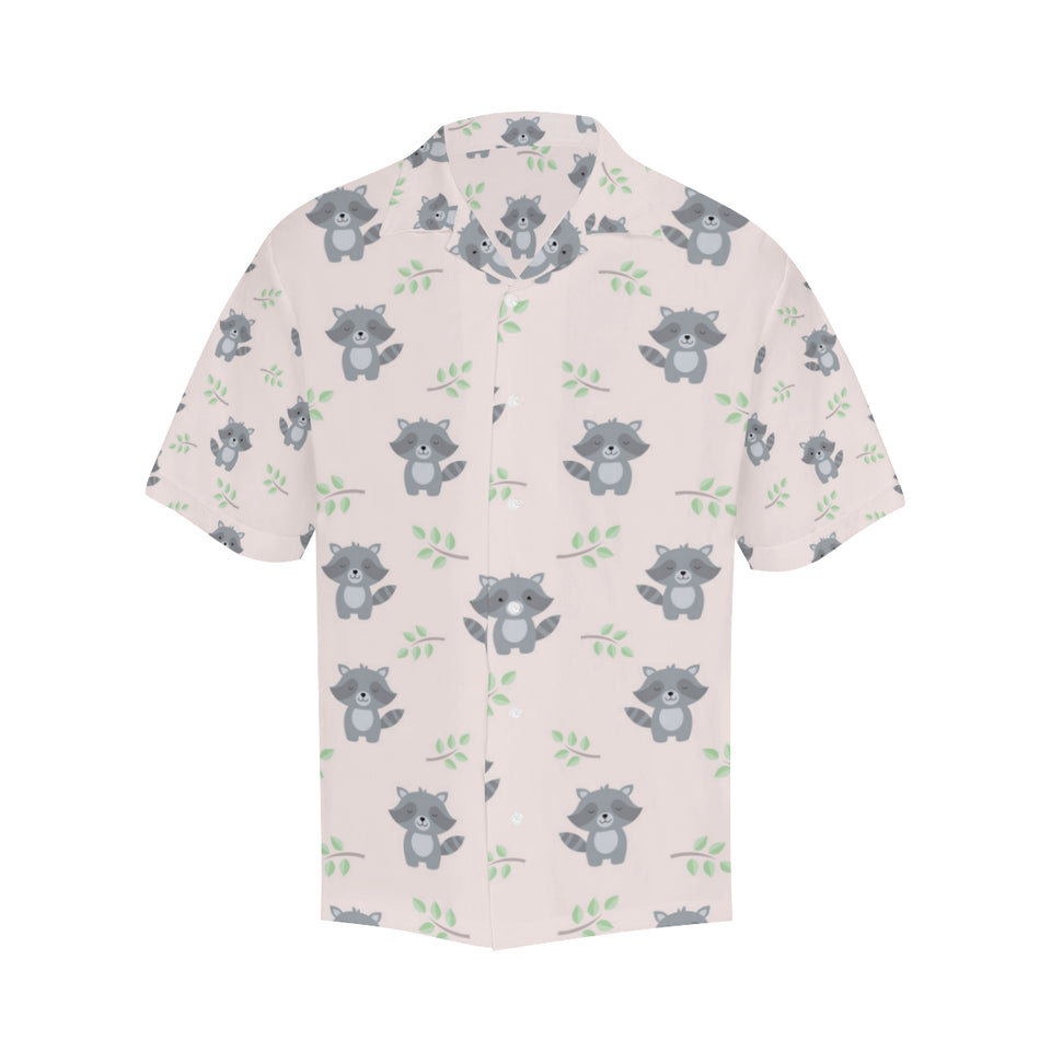 cute raccoons leaves pattern Men's All Over Print Hawaiian Shirt