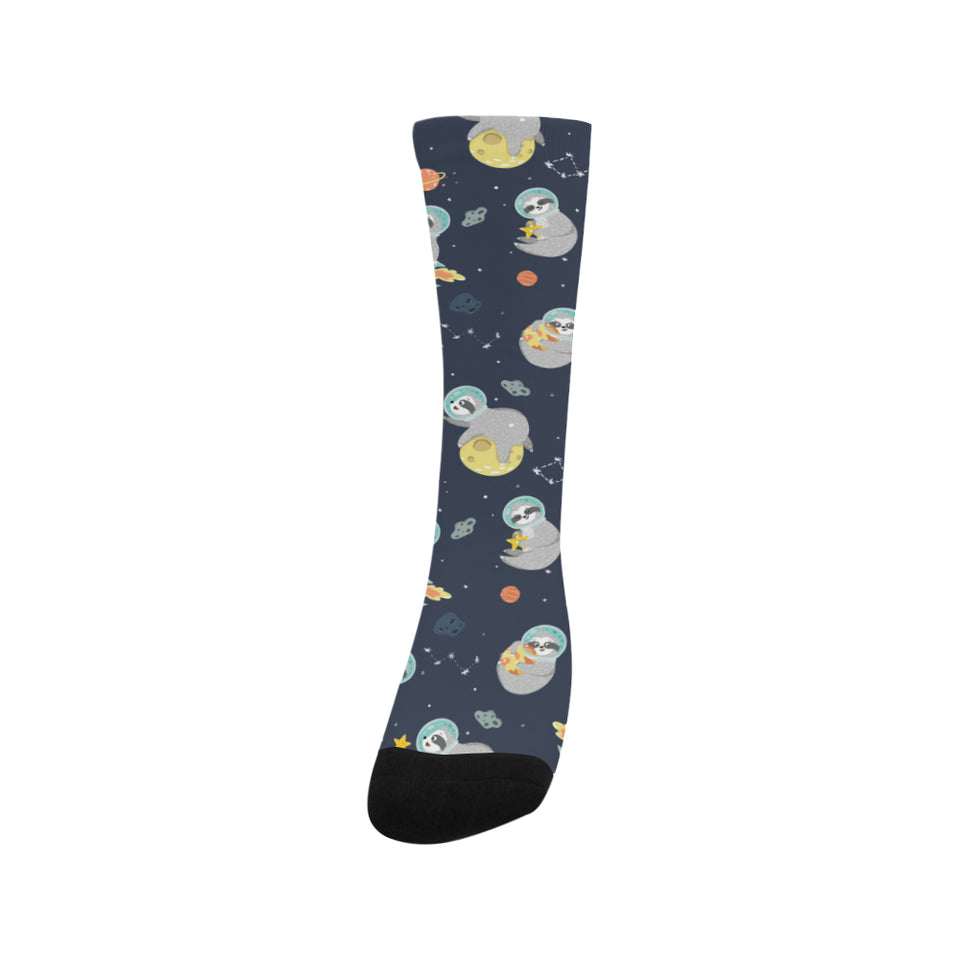 Cute sloth astronaut star planet rocket pattern Crew Socks