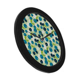 blueberry flower pattern Elegant Black Wall Clock