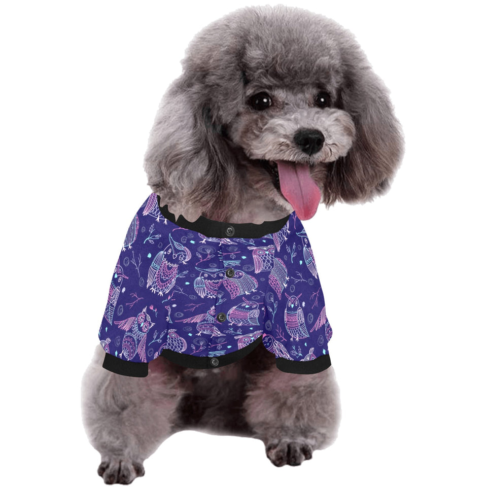 Cute owls pattern boho style ornament All Over Print Pet Dog Round Neck Fuzzy Shirt