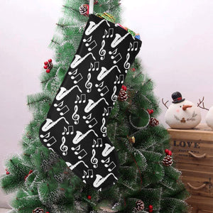 Saxophone music notes treble clef black white them Christmas Stocking