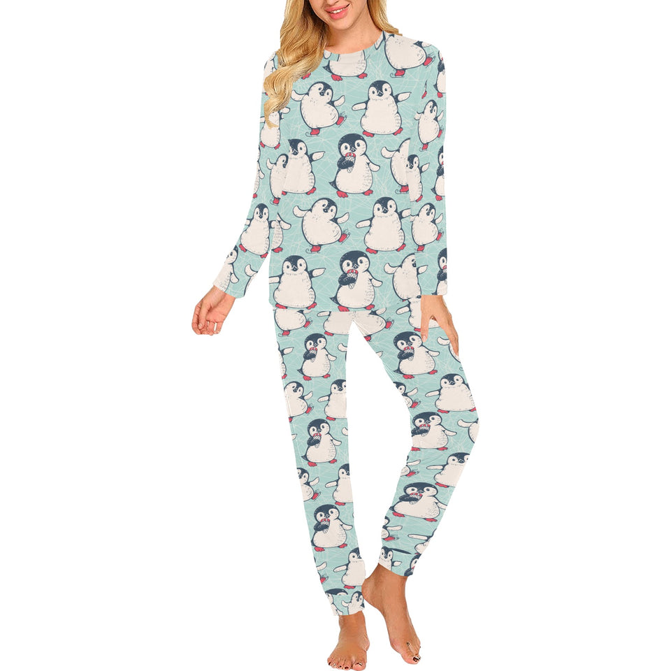 Cute Penguin pattern Women's All Over Print Pajama Set