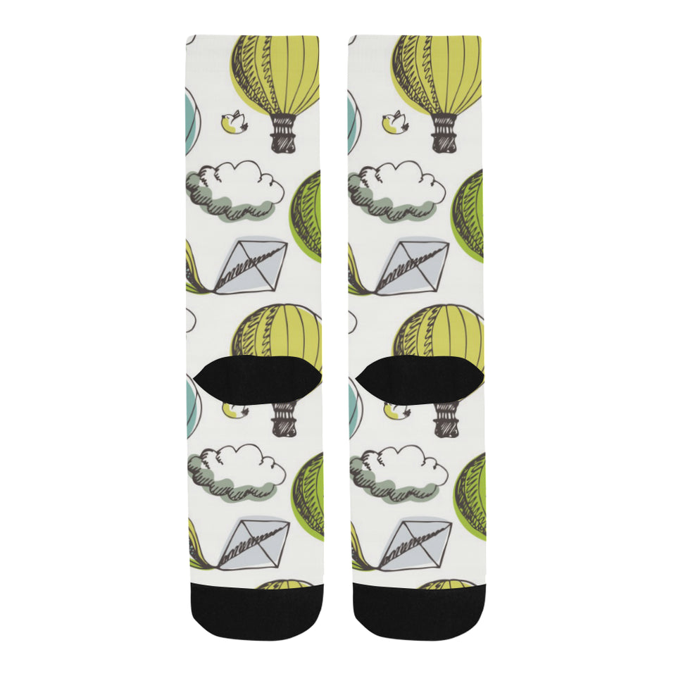 Hot Air Balloon Bird Cloud Pattern Crew Socks