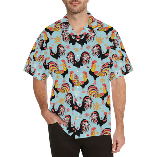 Rooster chicken cock snowfalke Men's All Over Print Hawaiian Shirt