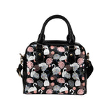 white swan blooming flower pattern Shoulder Handbag