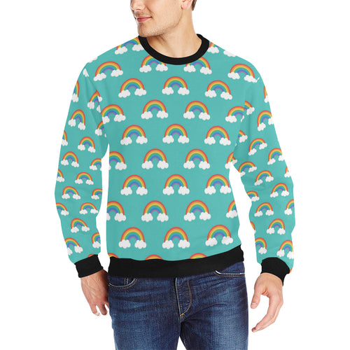 Rainbow pattern green background Men's Crew Neck Sweatshirt