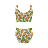 Pineapples design pattern Chest Bowknot High Waisted Bikini Swimsuit