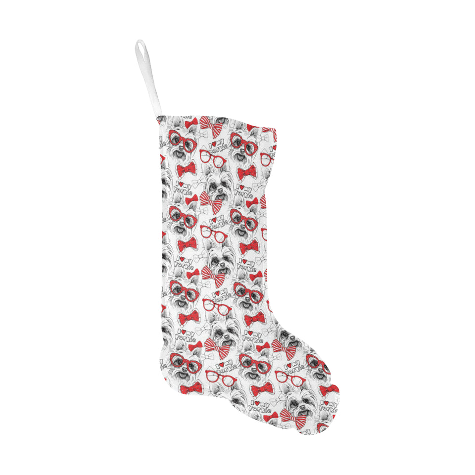 Yorkshire Terrier Pattern Print Design 04 Christmas Stocking
