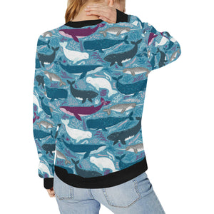 Whale design pattern Women's Crew Neck Sweatshirt