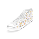 Corgi Dog Pattern Women's High Top Canvas Shoes White