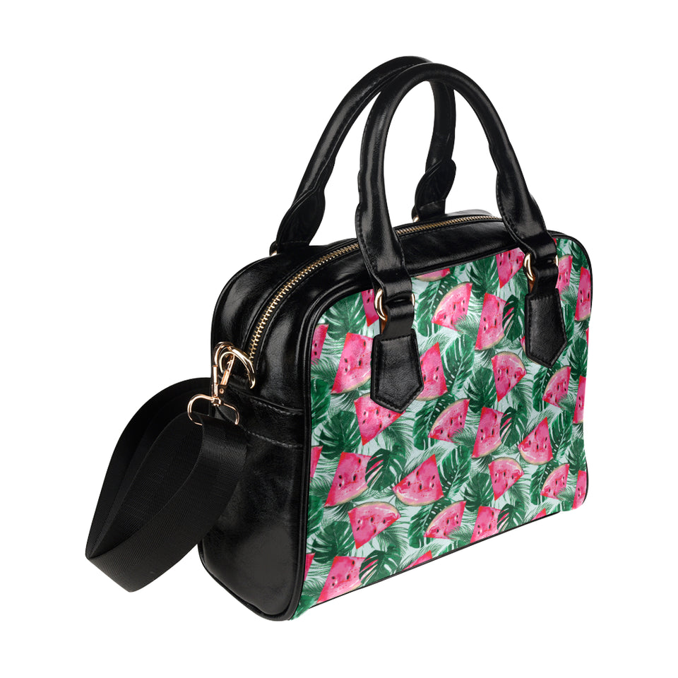 Watermelons tropical palm leaves pattern Shoulder Handbag