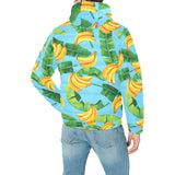 banana leaves banana design pattern Men's Padded Hooded Jacket