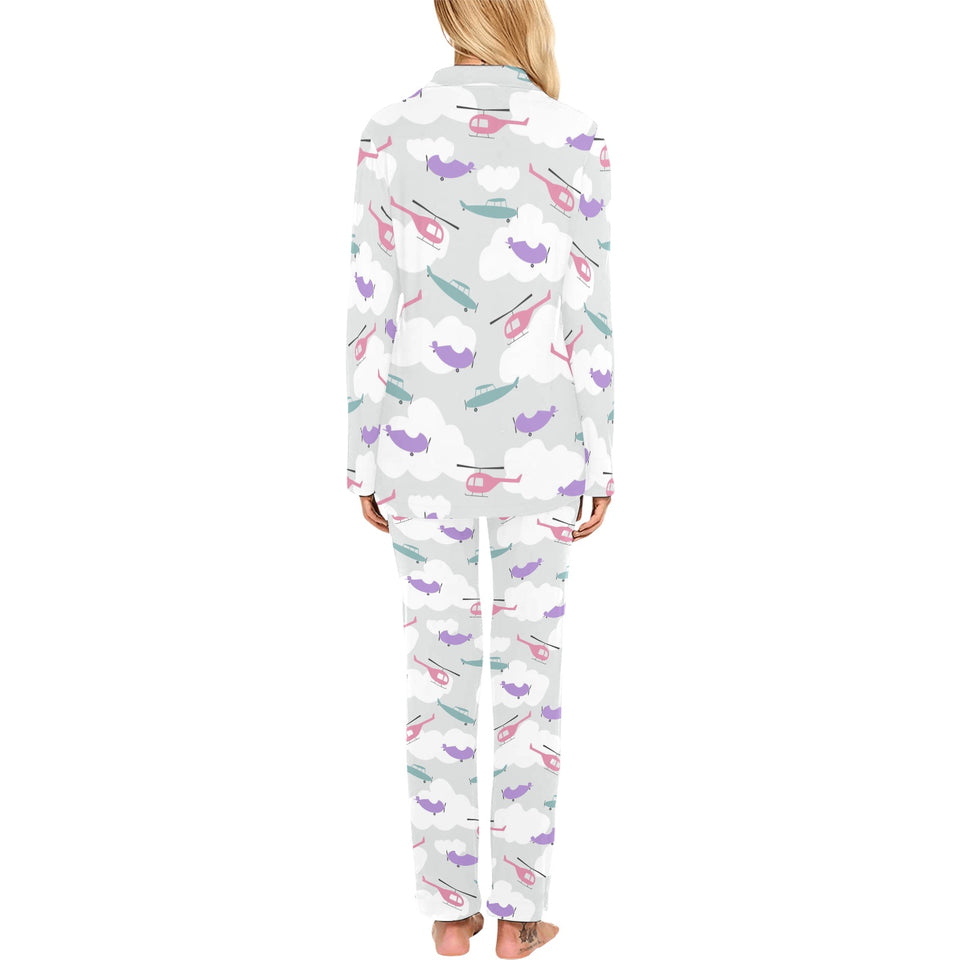 Helicopter plane pattern Women's Long Pajama Set