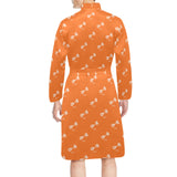 Engine Piston Orange Background Pattern Design 05 Men's Long Sleeve Belted Night Robe