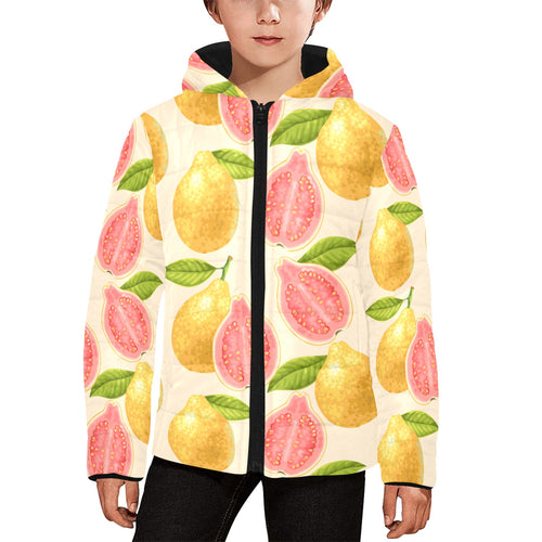 Beautiful guava pattern Kids' Boys' Girls' Padded Hooded Jacket