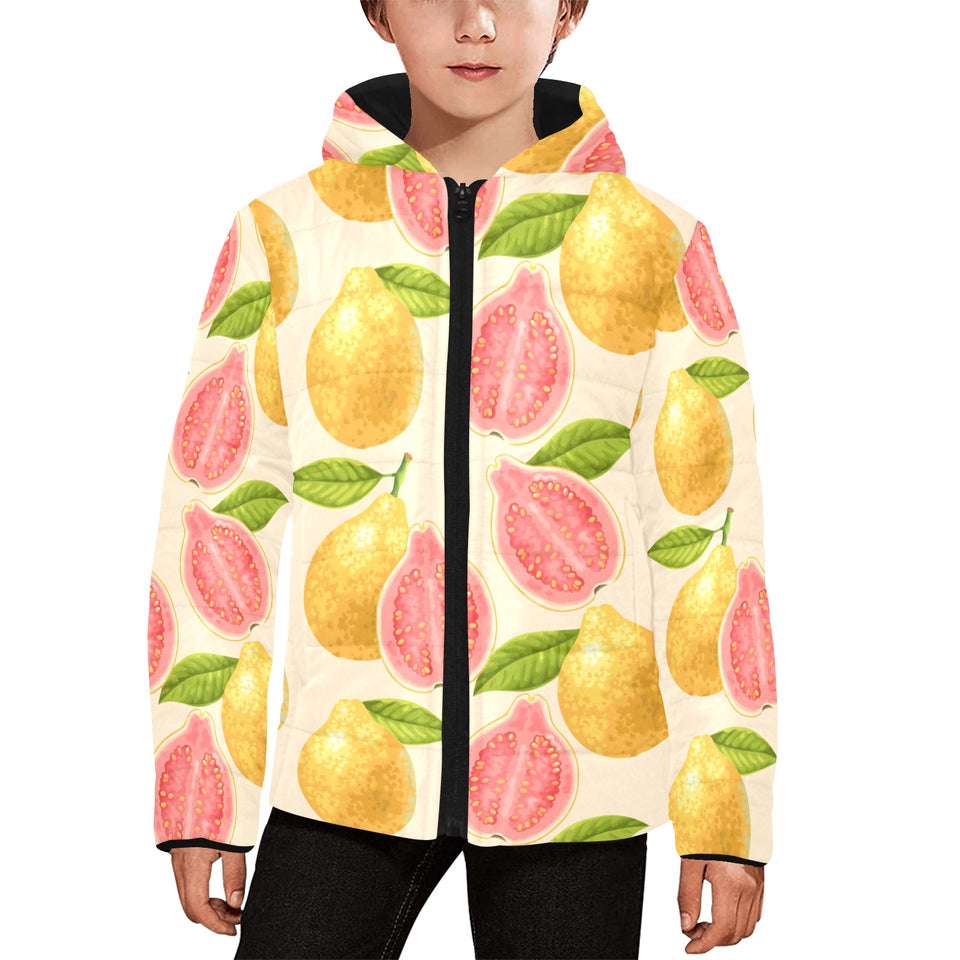 Beautiful guava pattern Kids' Boys' Girls' Padded Hooded Jacket