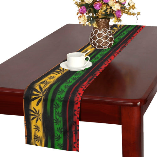 Canabis Marijuana Weed Pattern Print Design 04 Table Runner