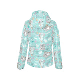 Cute koalas blue background pattern Women's Padded Hooded Jacket
