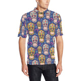 Sugar skull flower pattern Men's All Over Print Polo Shirt