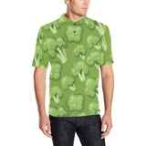Broccoli pattern green background Men's All Over Print Polo Shirt