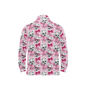 Yorkshire Terrier Pattern Print Design 03 Men's Long Sleeve Polo Shirt