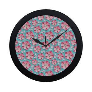 3D sakura cherry blossom pattern Elegant Black Wall Clock
