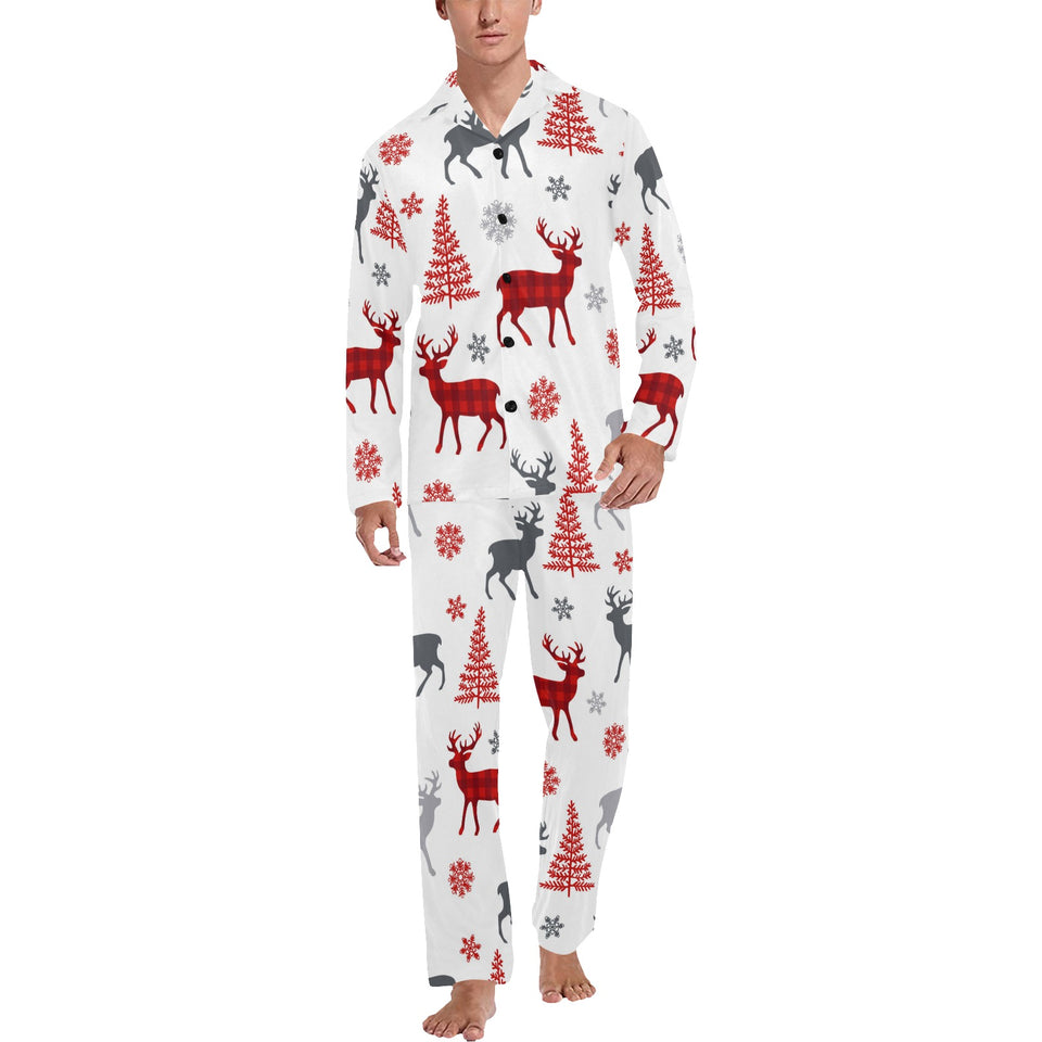 Deer tree snowflakes chrismas pattern Men's Long Pajama Set