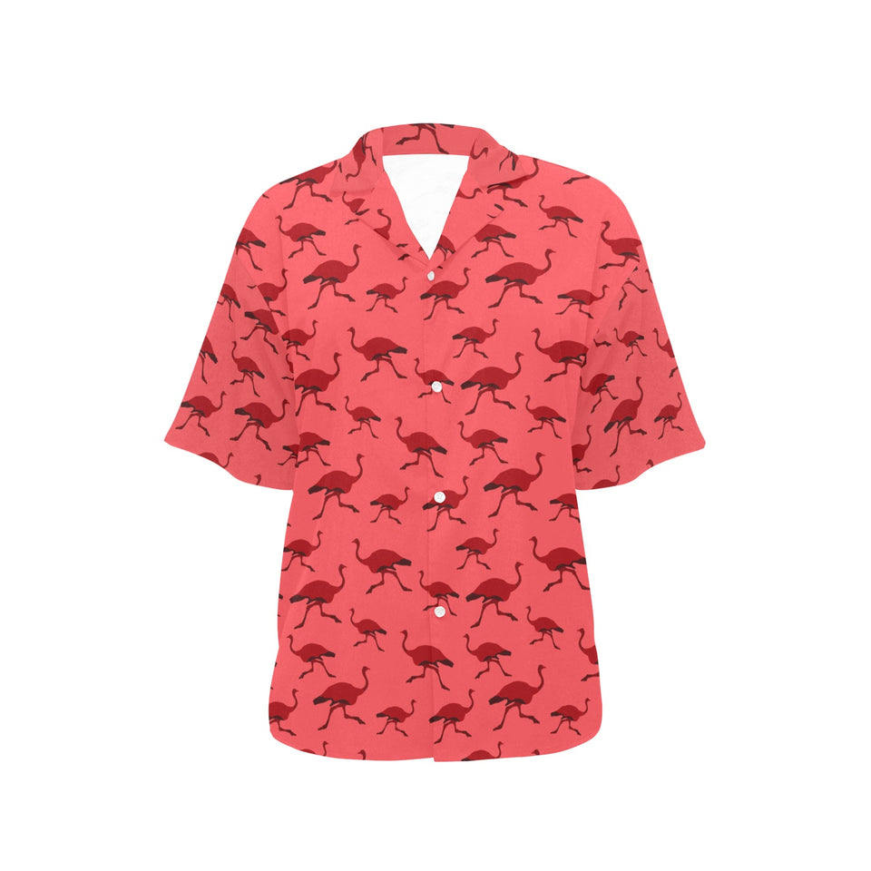 Ostrich Pattern Print Design 03 Women's All Over Print Hawaiian Shirt