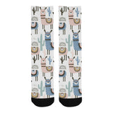 lama Alpaca cactus hand drawn pattern Crew Socks