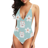 Maneki neko cat sakura Women's One-Piece Swimsuit