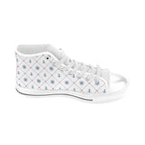 Anchor rudder nautical design pattern Men's High Top Canvas Shoes White