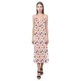 Colorful Maple Leaf pattern V-Neck Open Fork Long Dress