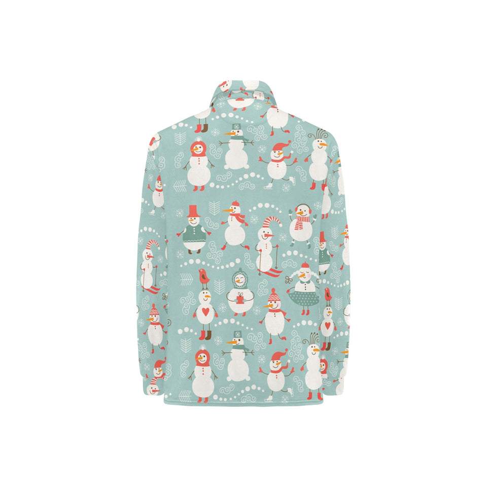Cute snowman pattern Women's Long Sleeve Polo Shirt