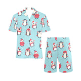 Cute penguin christmas design pattern Men's V-Neck Short Pajama Set