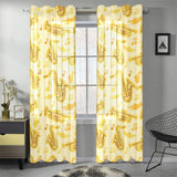 Saxophone cornet pattern yellow background Gauze Curtain