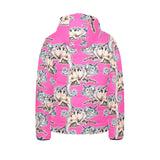 Chameleon lizard pattern pink background Kids' Boys' Girls' Padded Hooded Jacket