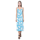 Cute white sea lion seals pattern V-Neck Open Fork Long Dress
