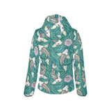 Koi Fish Carp Fish lotus pattern Women's Padded Hooded Jacket