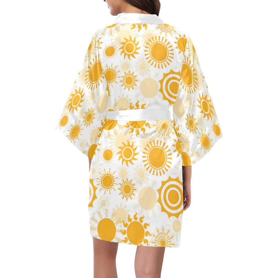 Sun design pattern Women's Short Kimono Robe