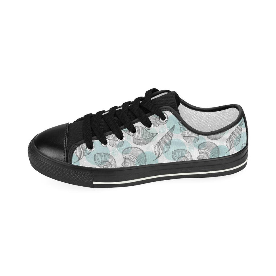Shell polynesian tribal Kids' Boys' Girls' Low Top Canvas Shoes Black