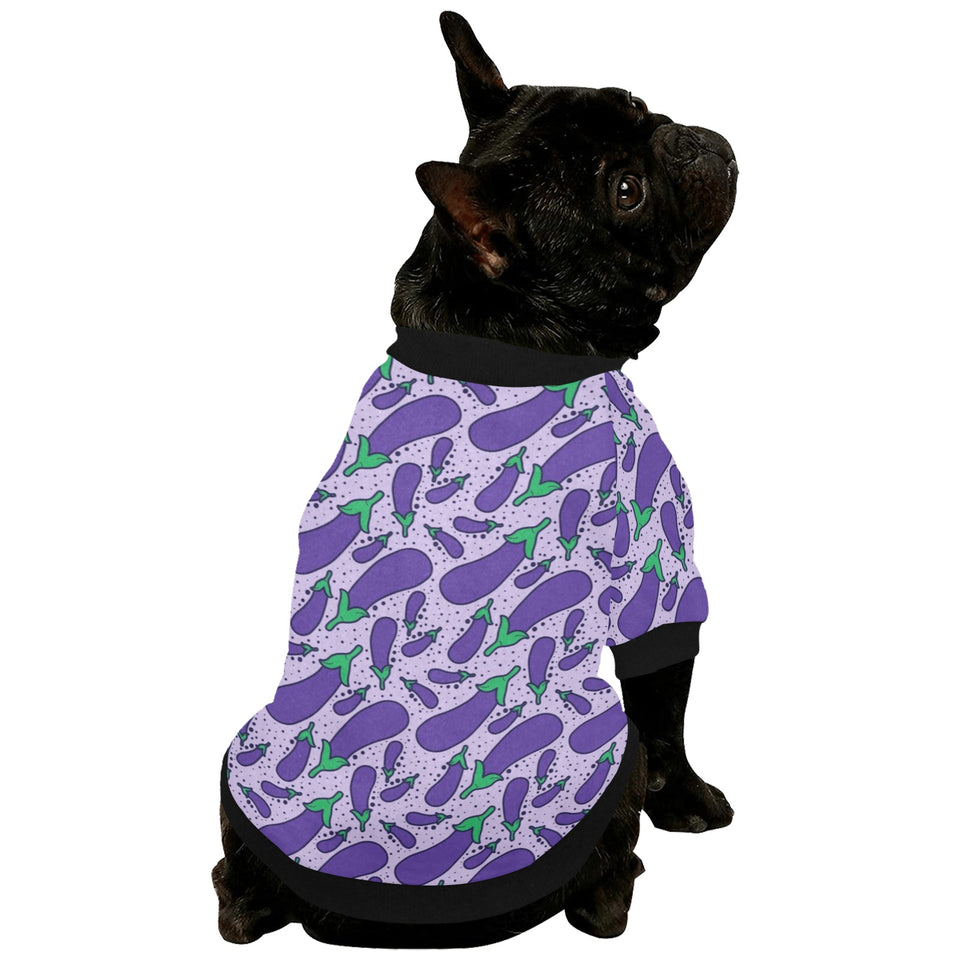 Eggplant Pattern Print Design 03 All Over Print Pet Dog Round Neck Fuzzy Shirt