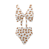 Clown Fish Pattern Print Design 03 Chest Bowknot High Waisted Bikini Swimsuit